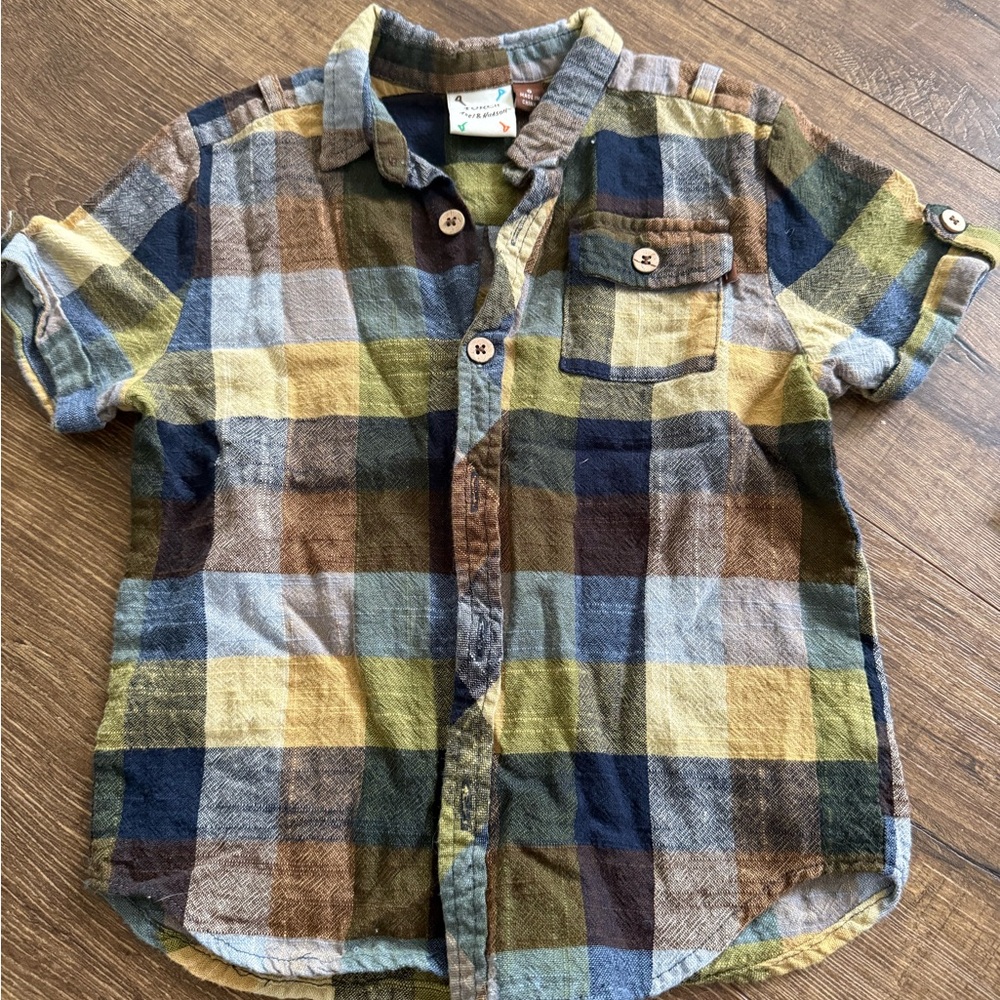 FORE!! Axel‎ & Hudson boutique brand Blue and Green Plaid Button Down Shirt
